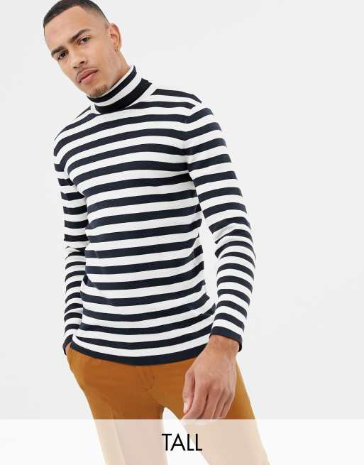 Selected Homme Roll Neck Stripe Long Sleeve Top ASOS