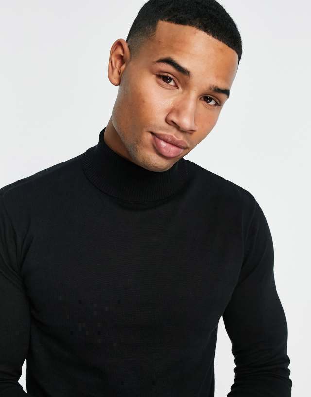 Selected Homme roll neck sweater in black