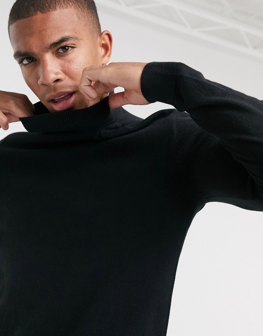 Selected Homme roll neck sweater in black