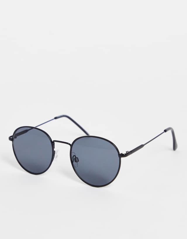 Selected Homme round sunglasses in black with black lens