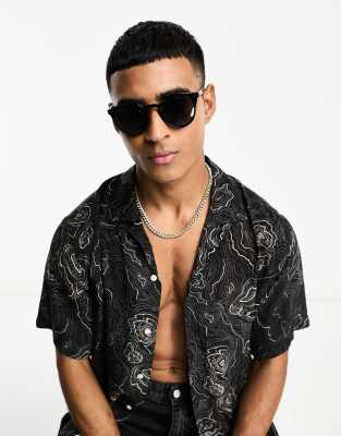 Selected Selected Homme round sunglasses in black