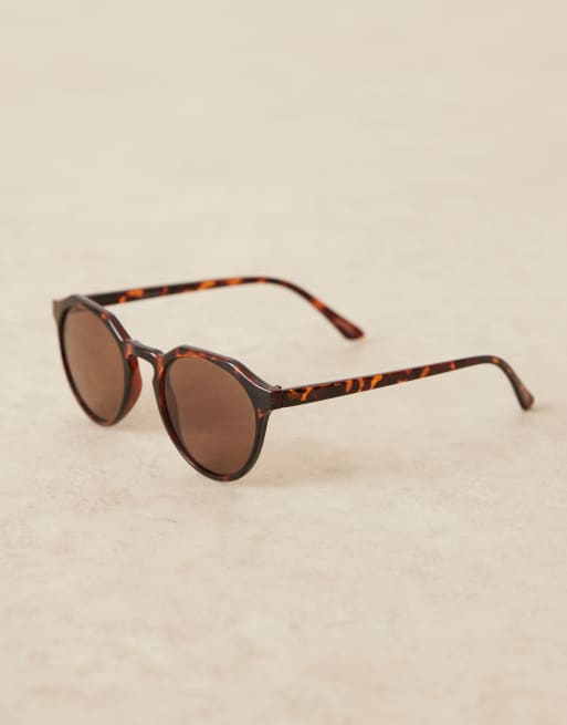 Selected Homme round sunglasses in brown tortoiseshell