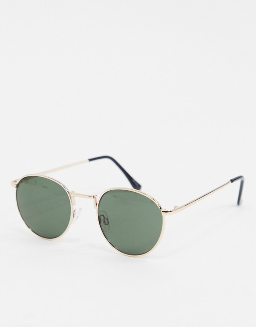 Selected Homme round sunglasses in gold