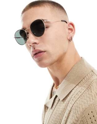 Selected Homme Selected Homme round sunglasses in gold