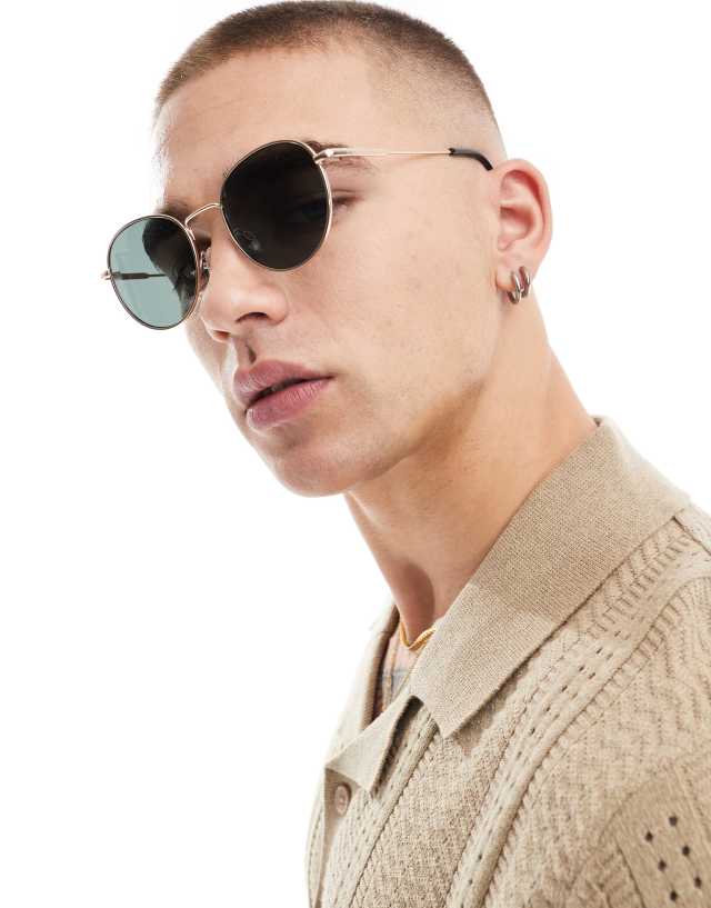 Selected Homme - round sunglasses in gold