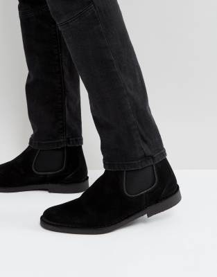 Selected Homme Royce Suede Chelsea Boots In Black