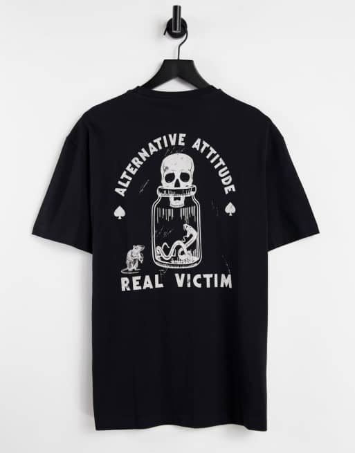 Selected Homme - Ruimvallend lang T-shirt met doodshoofdprint in zwart