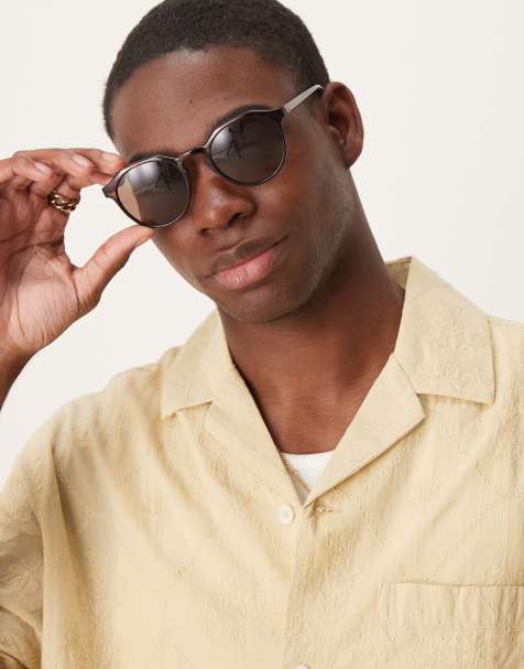 Selected Homme – Runde Sonnenbrille in brauner Schildpatt-Optik - view 1