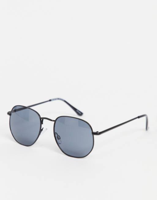 Selected Homme - Runde vinklede solbriller i sort