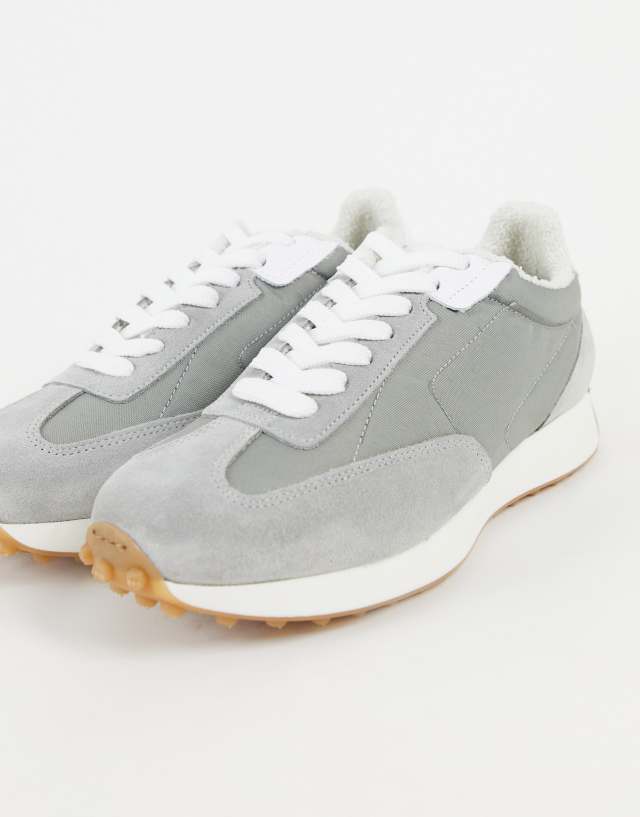 Selected Homme runner sneakers in gray suede