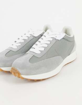 Selected Homme runner trainer in grey suede