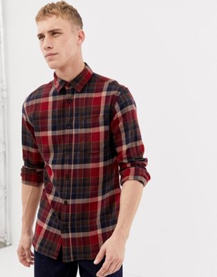 Selected Homme - rutig flanellskjorta i normal passform-Röd