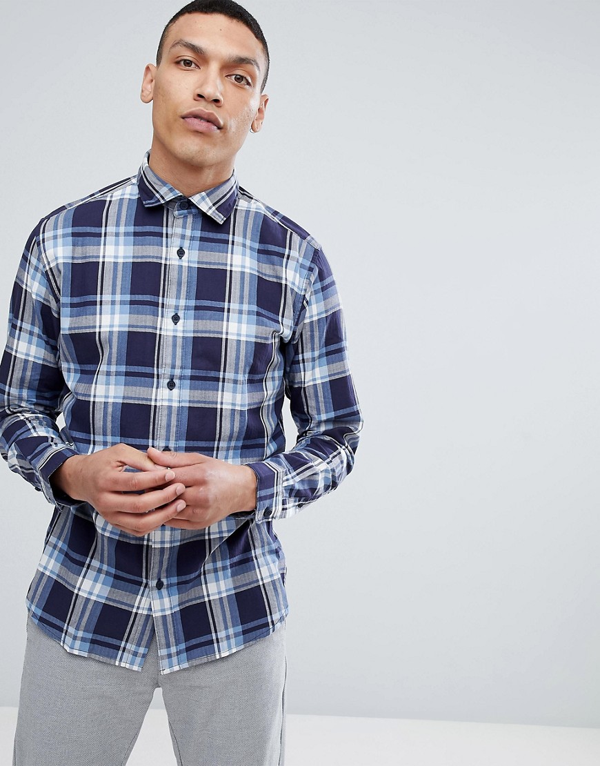 Selected Homme – Rutig skjorta med smal passform-Blå
