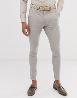 Selected Homme – Sandfärgade kostymbyxor med extra smal passform-Beige