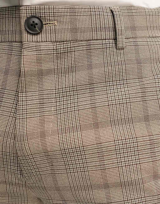 Selected Homme – Schmal geschnittene Anzughose in kariertem Beige, 3 von 5