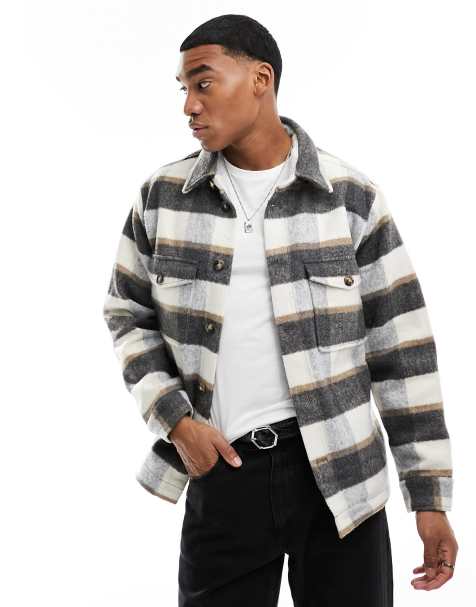 Selected Homme – Schwere, karierte Hemdjacke in gebrochenem Weiß und Marineblau - view 1