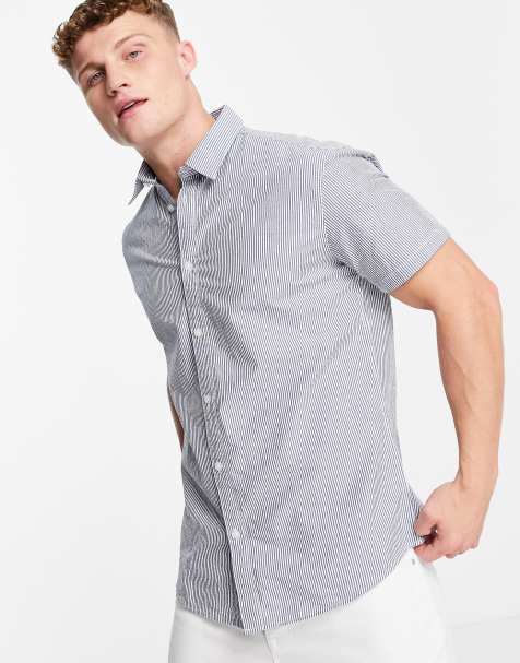 Selected Homme seersucker shirt in blue stripe - view 1