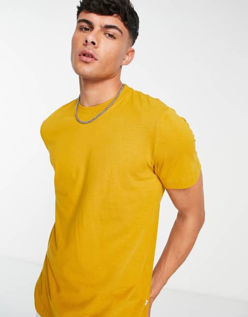 Selected Homme – Senapsgul t-shirt i bomull