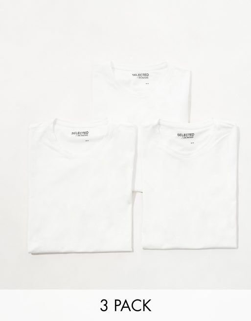 Selected Homme - Set van 3 T-shirts in wit