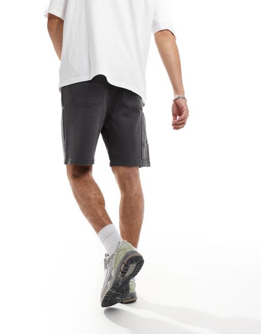 Selected Homme loose fit carpenter shorts in dark grey