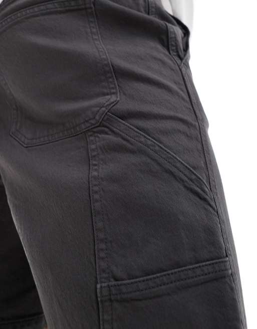 Selected Homme loose fit carpenter shorts in dark grey