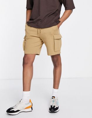 Shorts Selected Homme - Short cargo en jersey de coton biologique mélangé - Fauve