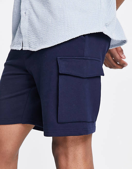 Homme Vêtements Shorts Shorts fluides/cargo Short cargo slim en jersey Coton SELECTED pour homme en coloris Bleu 