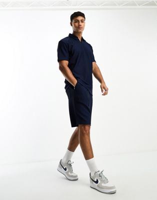 Selected Homme co-ord plisse shorts in navy - ASOS Price Checker