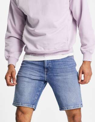 Selected Homme - Short en denim de coton - Délavé moyen - LBLUE