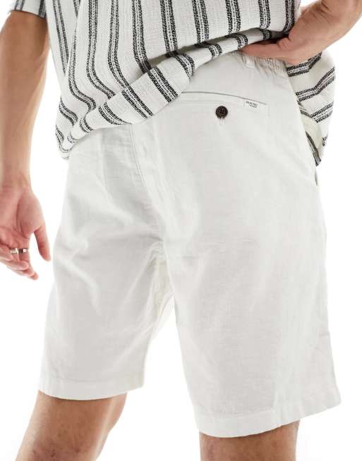 Selected Homme - Short en lin mélangé - Blanc