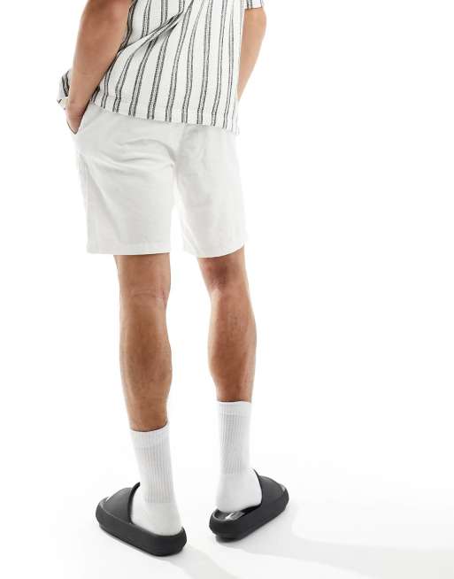 Selected Homme - Short en lin mélangé - Blanc
