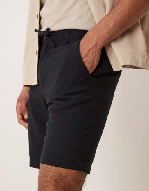 Selected Homme - Short en lin mélangé - Noir