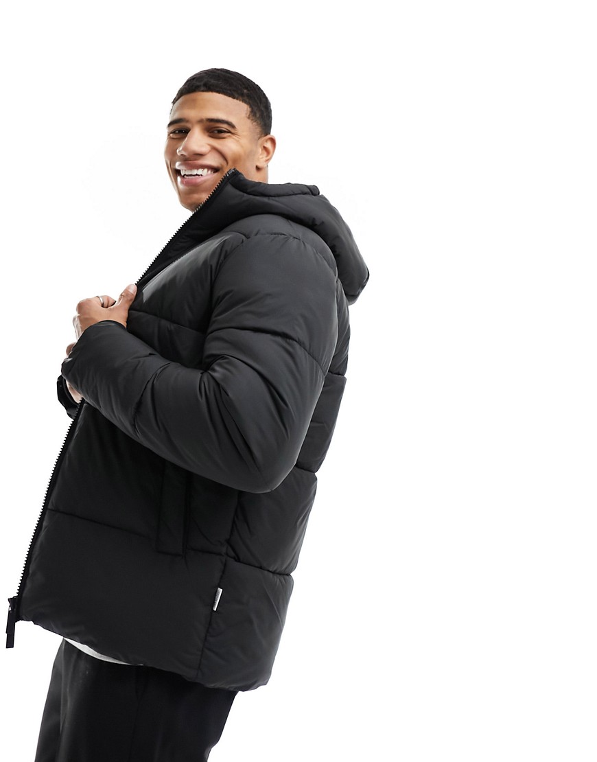 Selected Homme short puffer jacket in black