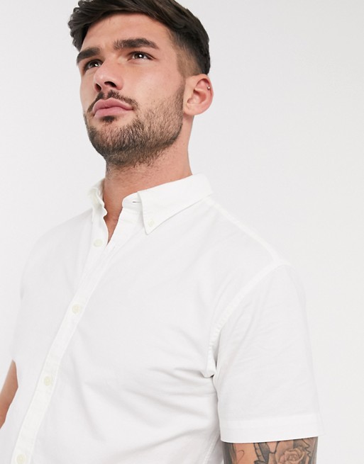 Selected Homme short sleeve oxford shirt in white