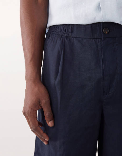 Selected Homme – Shorts aus purem Leinen in Marineblau, 4 von 5