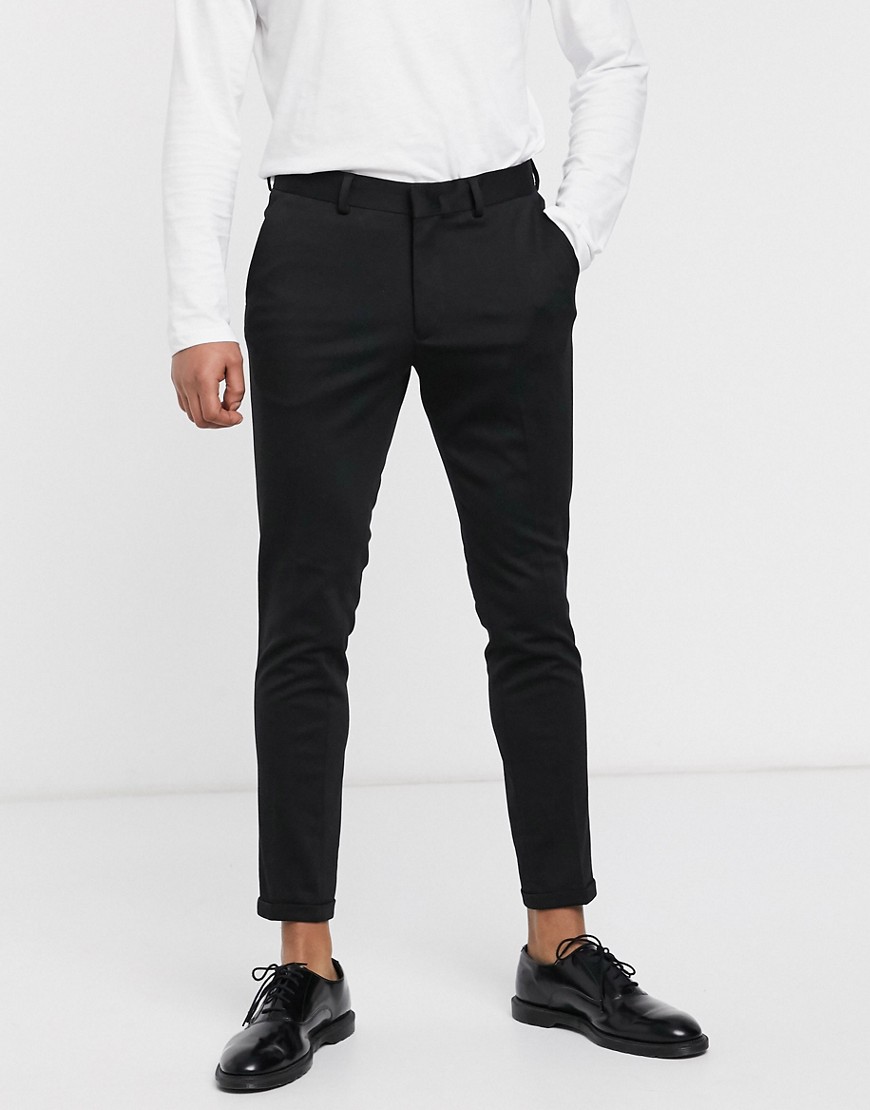 Selected Homme - Skinny-fit nette broek-Zwart