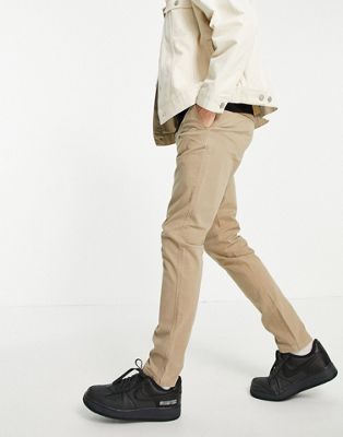 Selected Homme skinny fit stretch chinos in sand with cotton - BEIGE - ASOS Price Checker