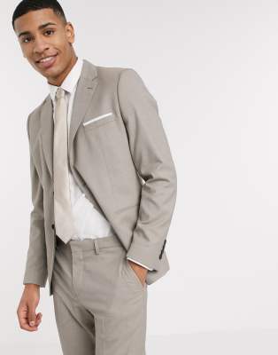 Selected Homme skinny fit stretch suit jacket in sand - ASOS Price Checker