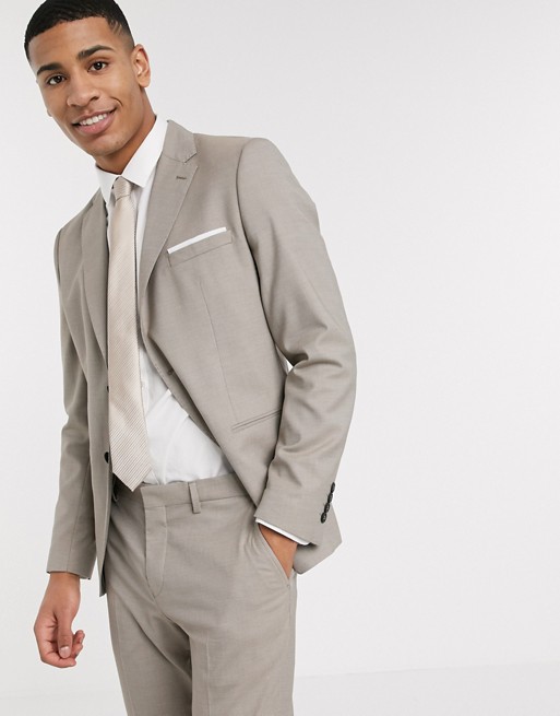 Selected Homme skinny fit stretch suit jacket in sand