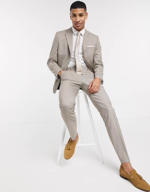 Selected Homme skinny fit stretch suit jacket in sand