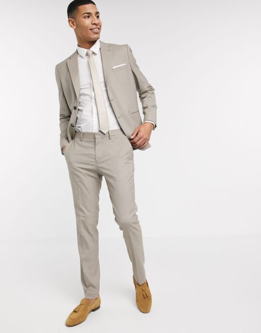 Selected Homme skinny fit stretch suit trousers in sand