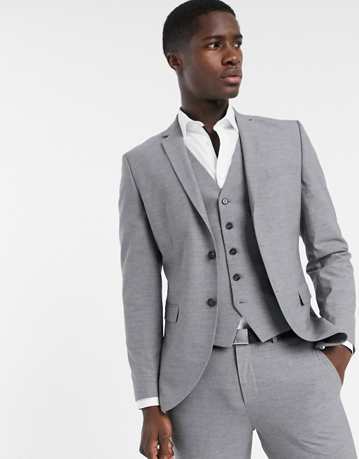 Selected Homme skinny fit suit jacket in grey