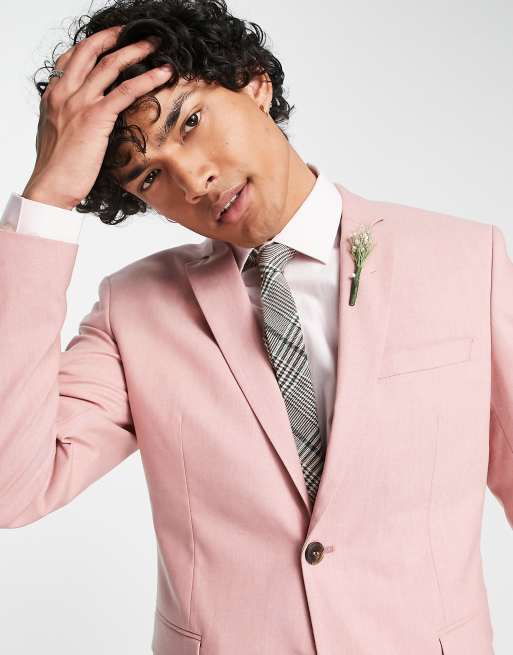 Noak Skinny Suit Jacket In Dusty Pink Marl, $23, Asos