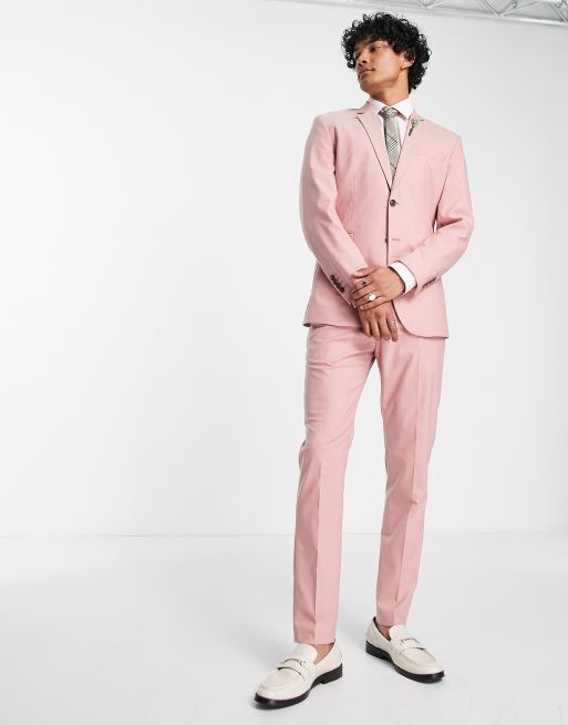 Slim Fit Pink Texture Semi Plain Jacket