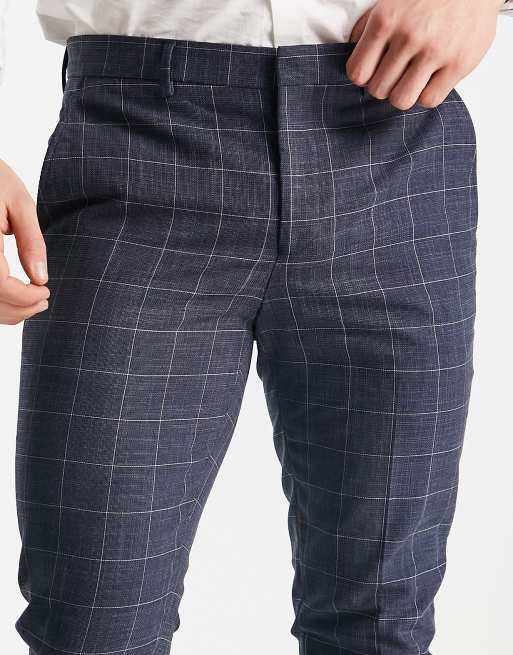 Selected Homme skinny fit suit trousers in blue check | ASOS