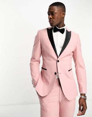 Selected Homme Skinny Fit Tuxedo Jacket In Pink
