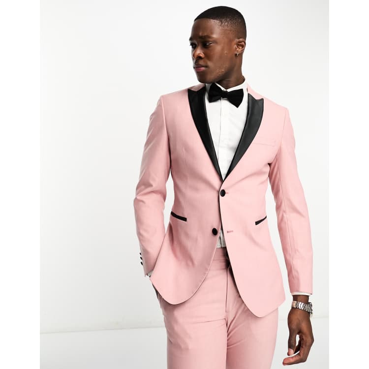 Selected Homme skinny fit tuxedo jacket in pink