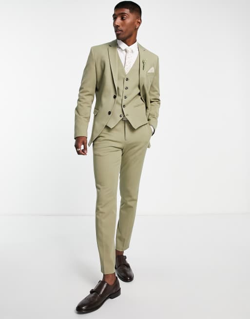 Selected Homme skinny suit jacket in light khaki