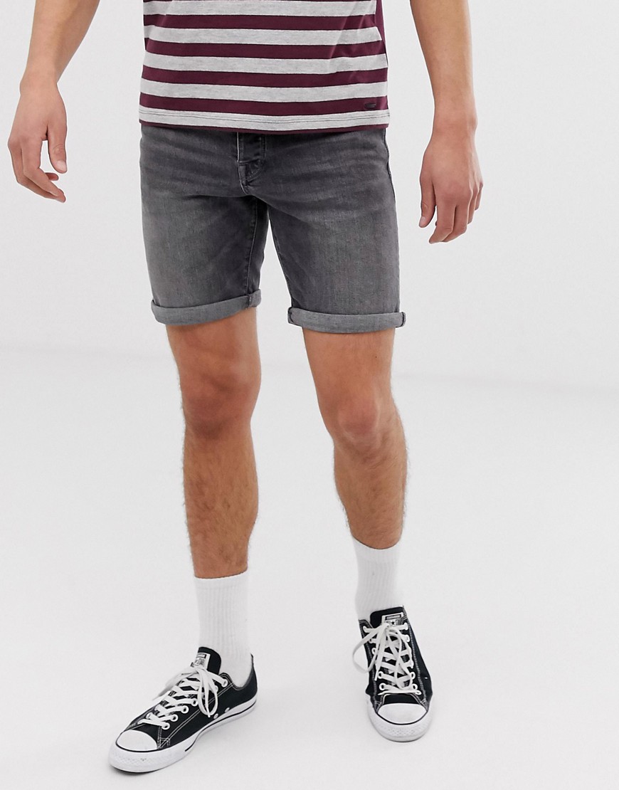 Selected Homme slim denim shorts in washed grey denim