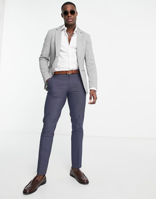 Buy Men Grey Slim Fit Check Formal Blazer Online - 741409